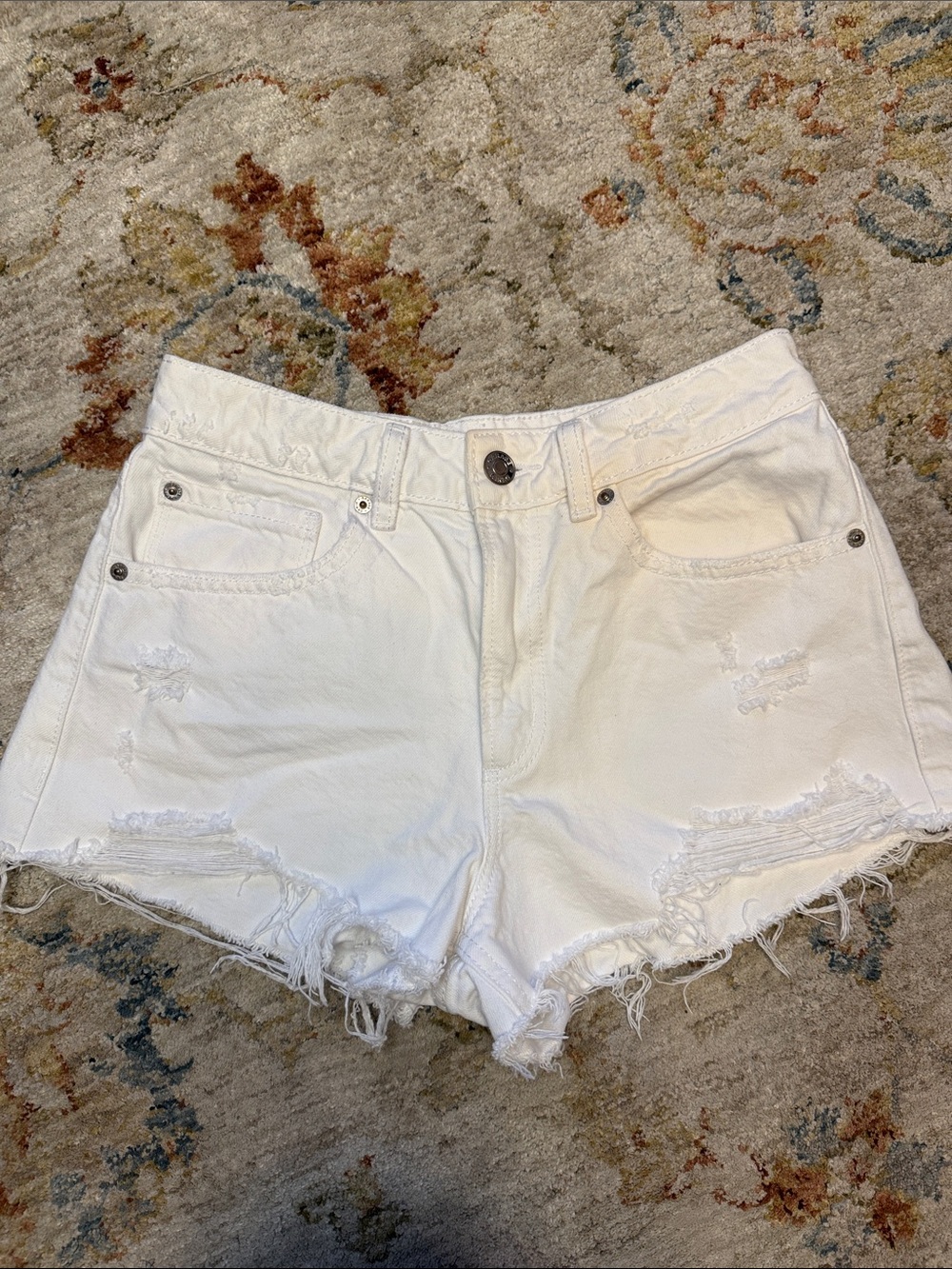 Garage White Distressed Denim Jean Shorts